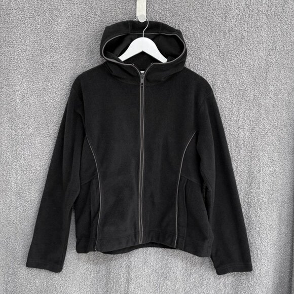 Columbia Full Zip Hooded Fleece Jacket Black/Grey - Picture 2 of 7